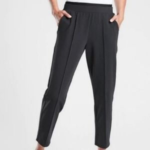 ATHLETA VENICE PINTUCK PANTS BLACK L LARGE ZIP POCKETS TRAVEL Large